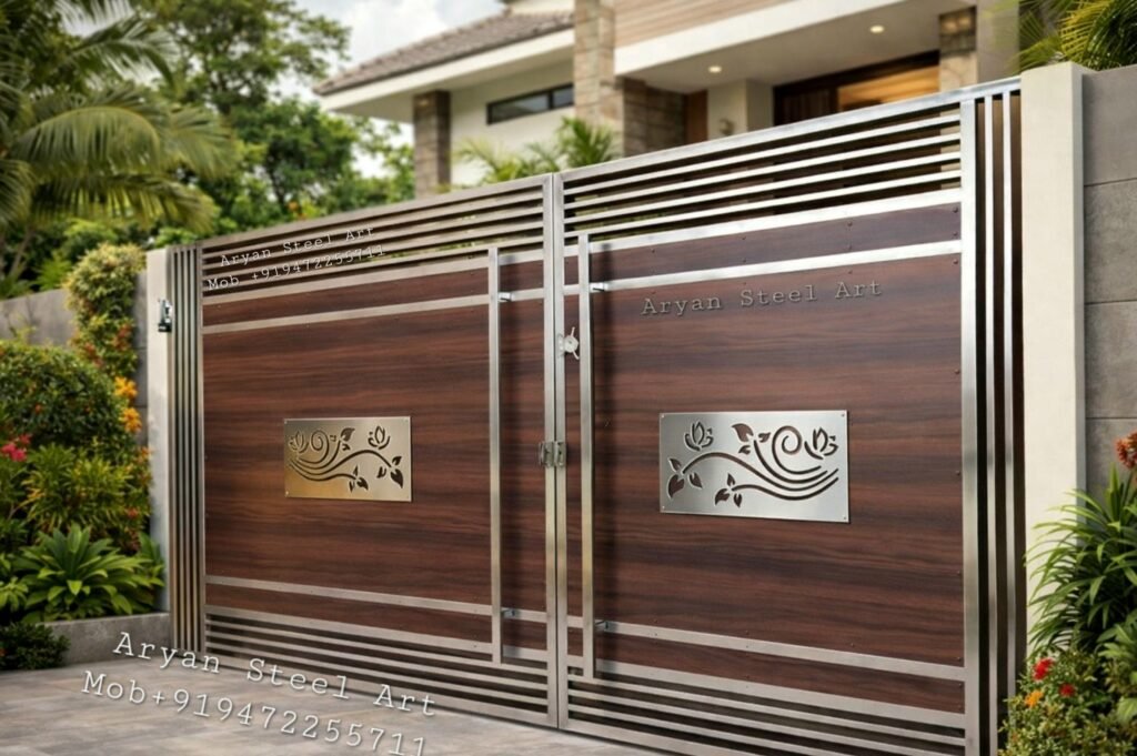 Modern stainless steel main gate for home and building