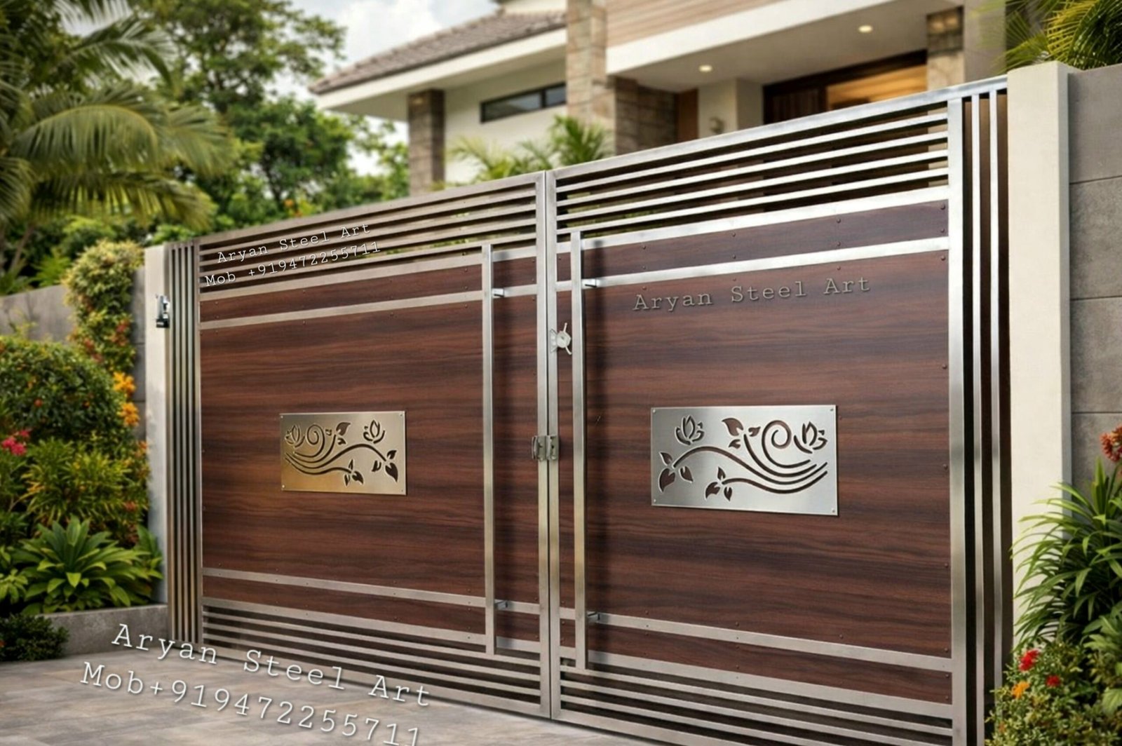 Modern stainless steel main gate for home and building