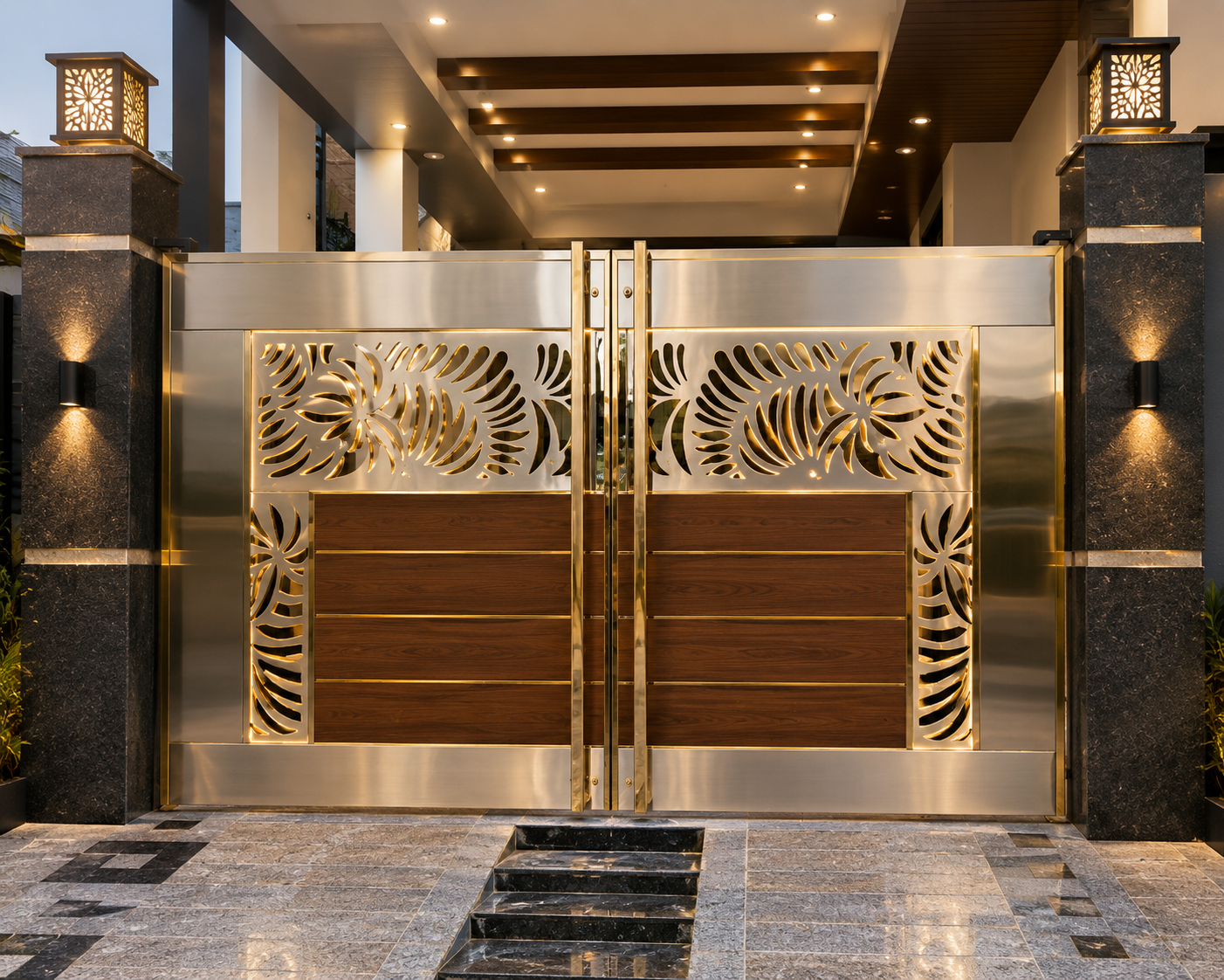 Stainless steel gate design for modern home security by Aryan Steel Art