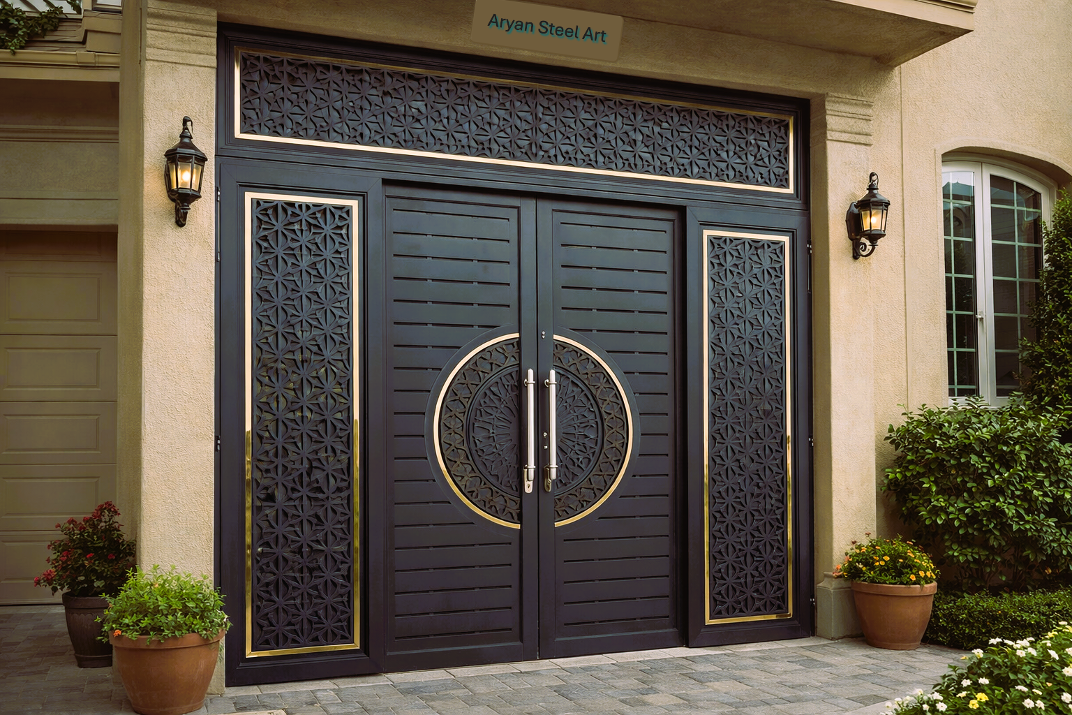 Steel luxury door design for home entrance with strong security and elegant finish
