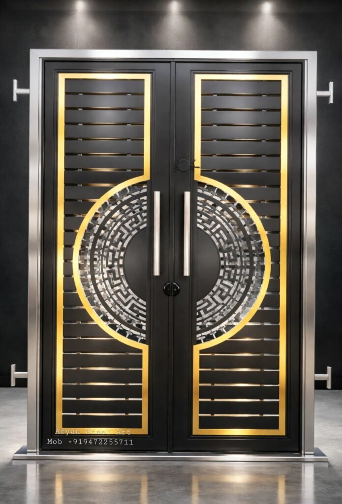 Luxury Steel Wooden Door Design Bihar India Aryan Steel Art
