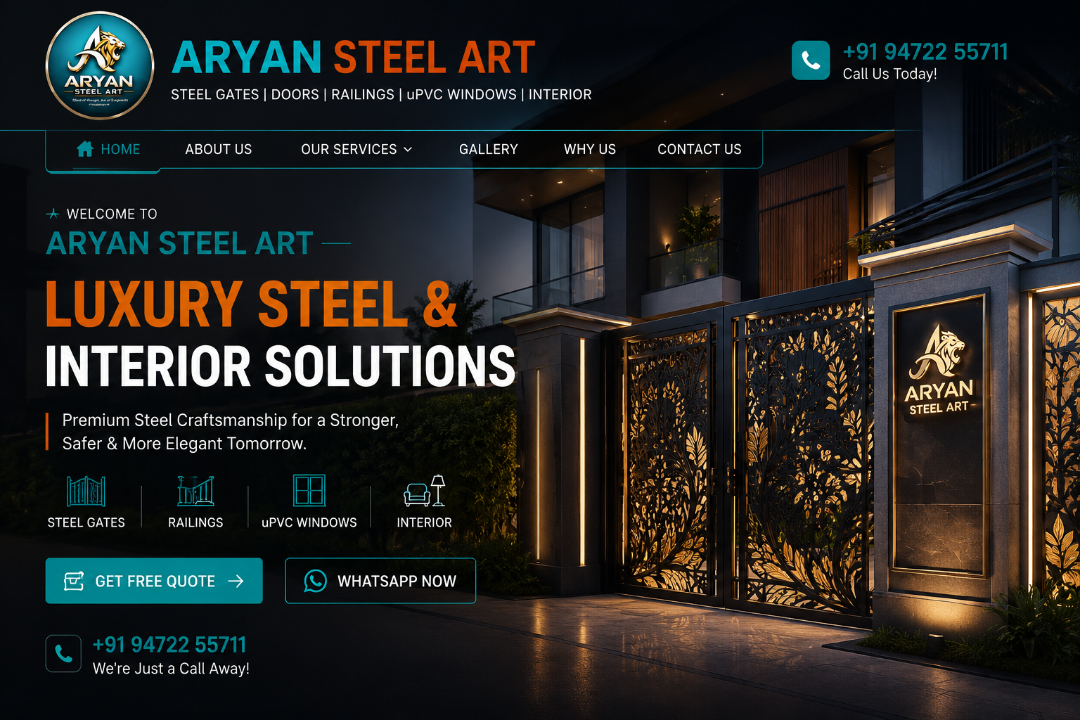 Modern Stainless Steel Gate Design in Bihar – Premium Main Gate Solutions by Aryan Steel Art