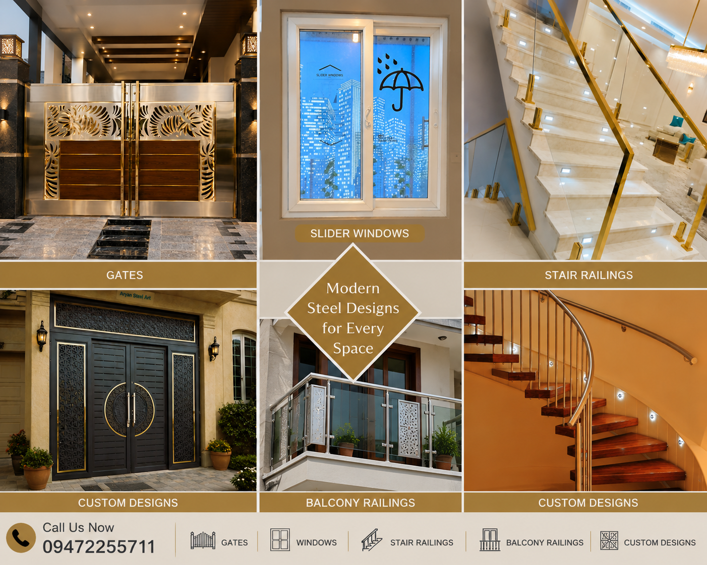 Modern Stainless Steel Gate, uPVC Sliding Window, Stair & Balcony Railing Designs in Darbhanga