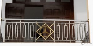 Luxury stainless steel railing design for balcony with modern geometric pattern in Darbhanga Bihar
