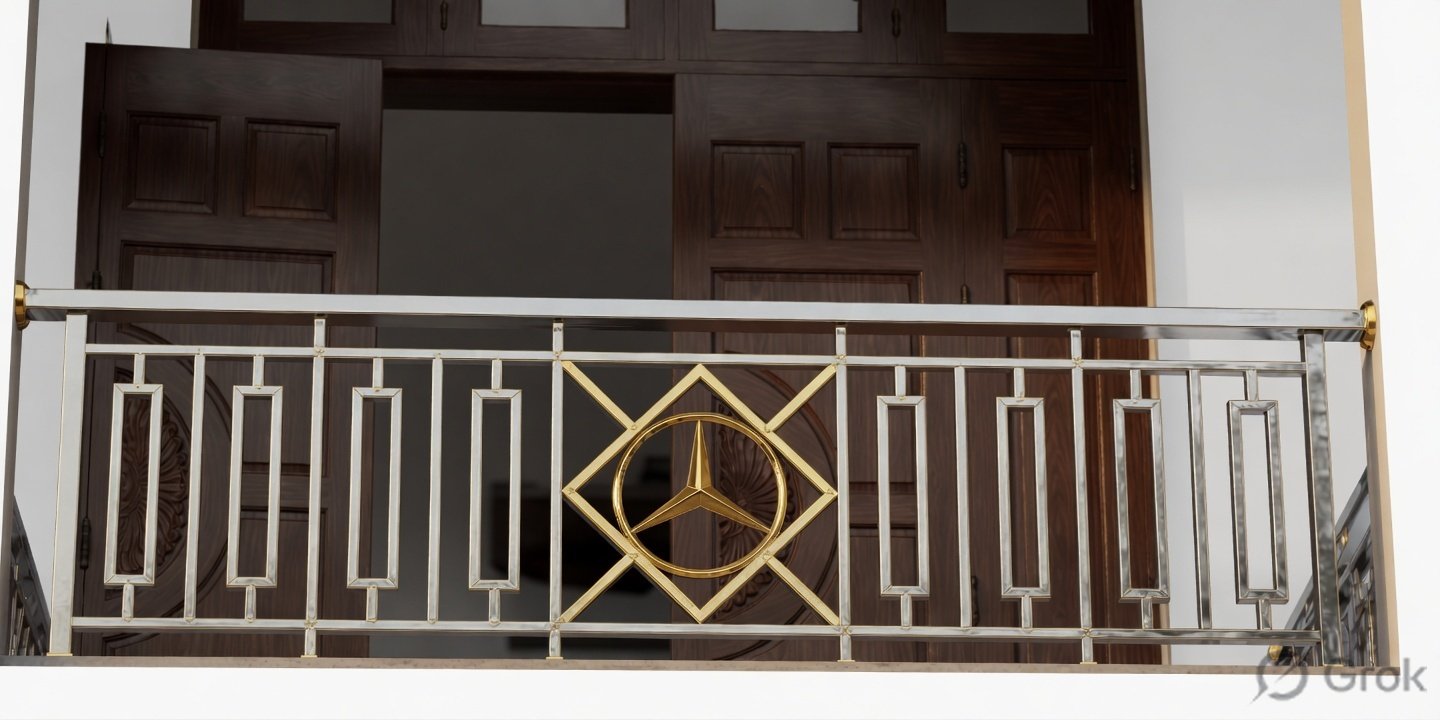 Luxury stainless steel railing design for balcony with modern geometric pattern in Darbhanga Bihar