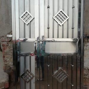 Modern steel gate design made with stainless steel for home entrance, strong and stylish main gate by Aryan Steel Art