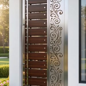 Modern Stainless Steel Swing Main Gate 4x4 Feet, Silver Gate