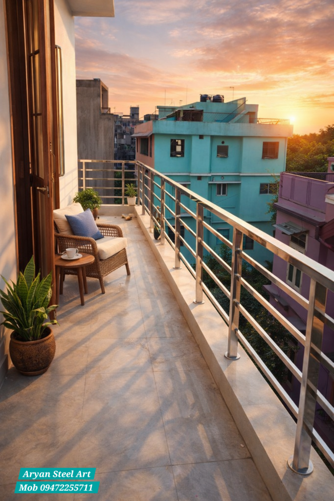 Modern Stainless Steel Balcony Railing Design by Aryan Steel Art