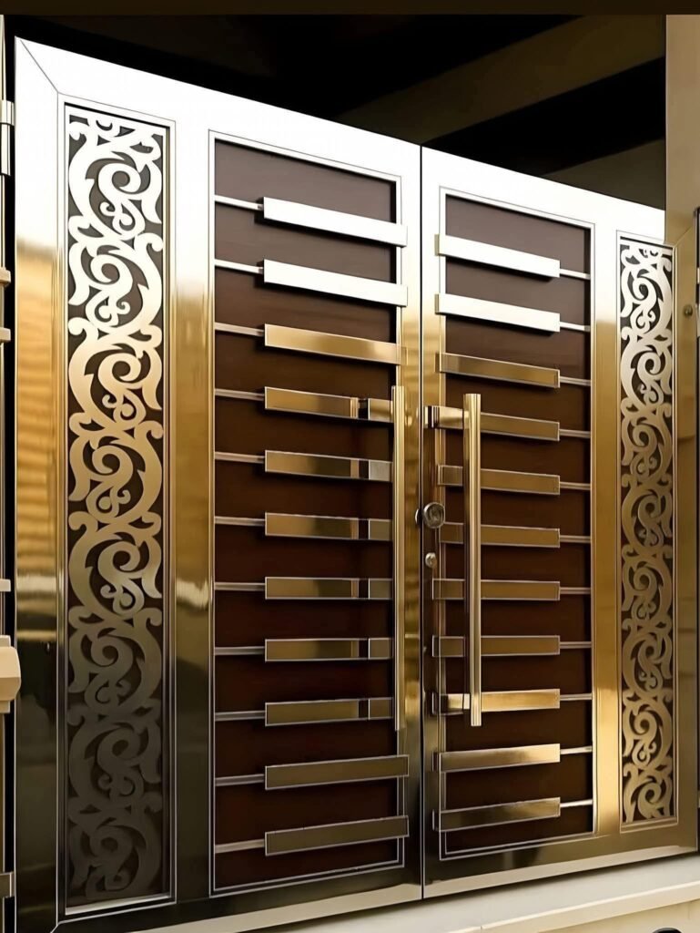 Modern Entrance Steel Gate Design in Stainless Steel by Aryan Steel Art