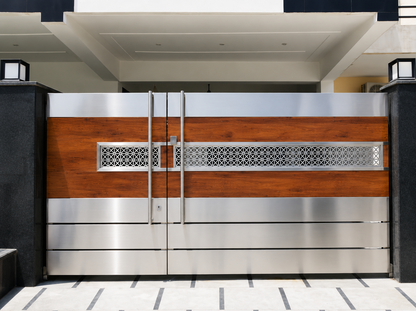 Premium stainless steel main gate design for home and villa with modern durable SS gate construction