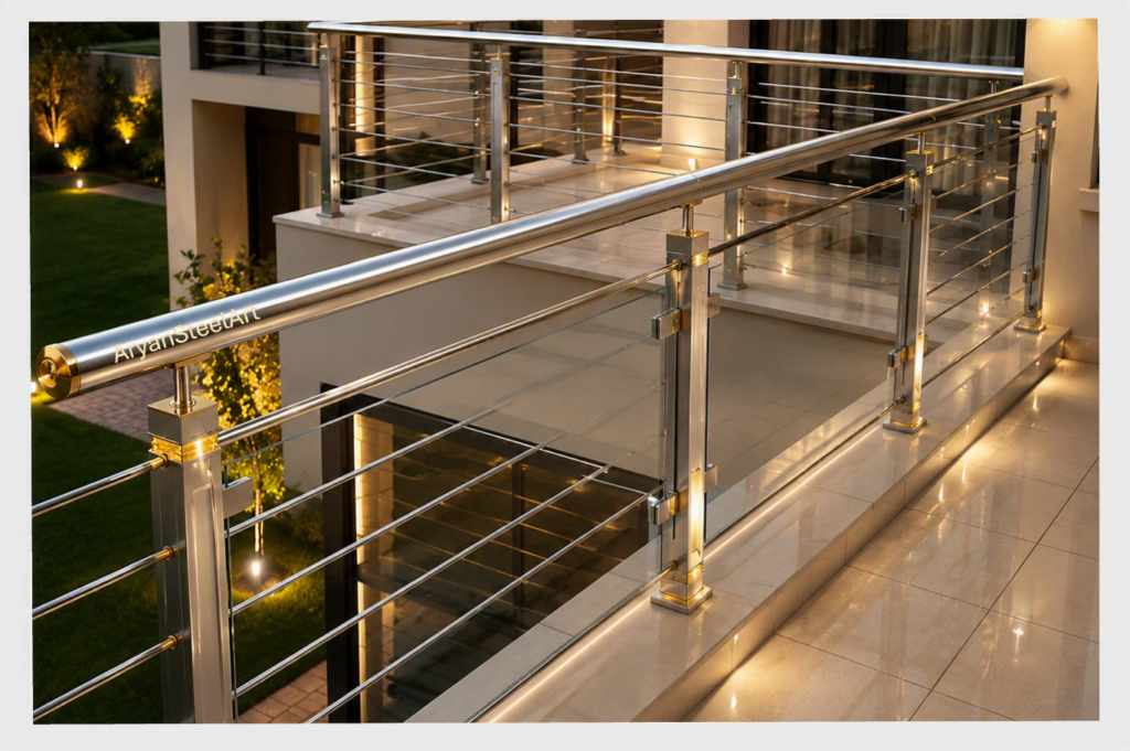 Stainless Steel Balcony Railing by Aryan Steel Art