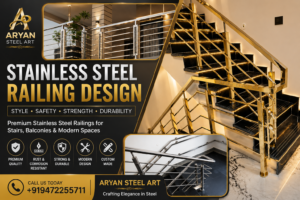 Modern Stainless Steel Railing Design for Stairs and Balconies