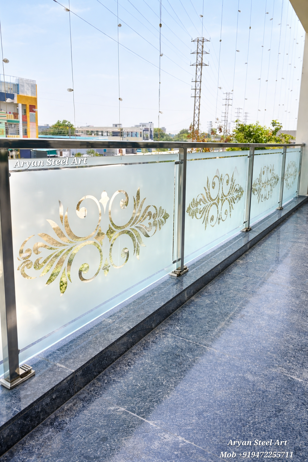 Glass Balcony Railing Design by Aryan Steel Art