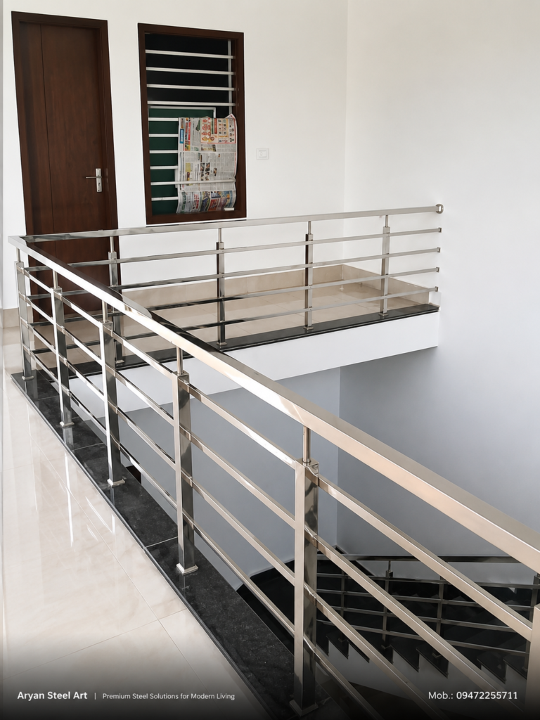 Premium Stainless Steel Balcony Railing Design by Aryan Steel Art
