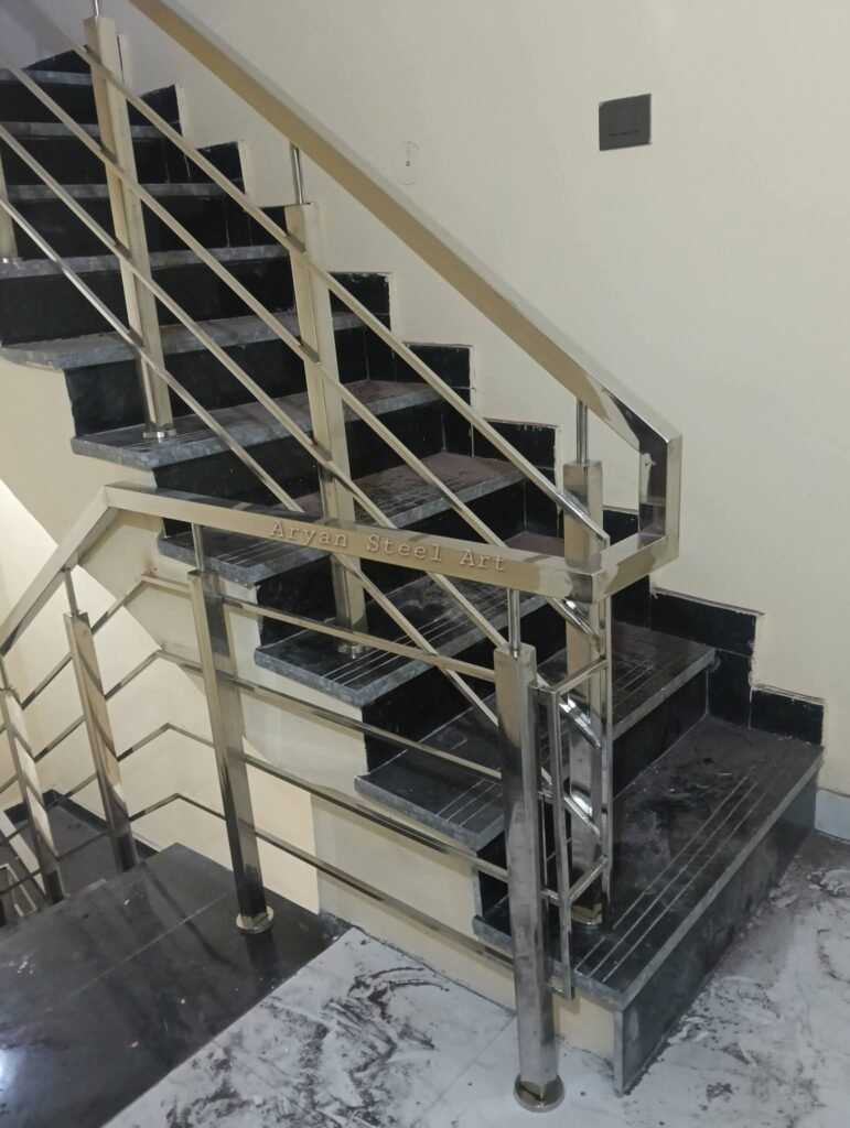 Premium stainless steel railing design for balcony and staircase by Aryan Steel Art