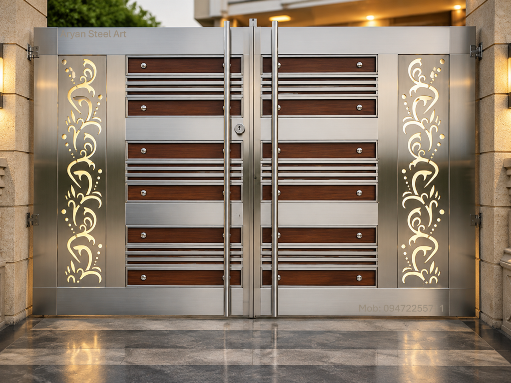 modern steel gate design double door by Aryan Steel Art