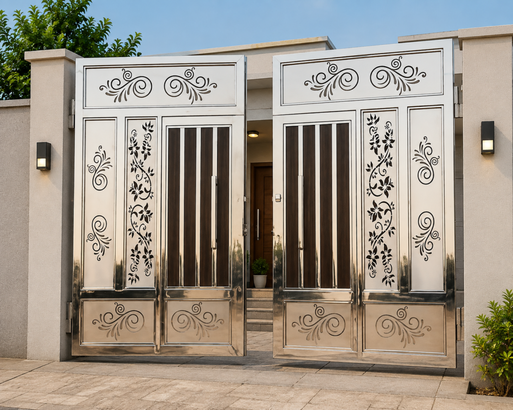 Luxury stainless steel gate design for home by Aryan Steel Art