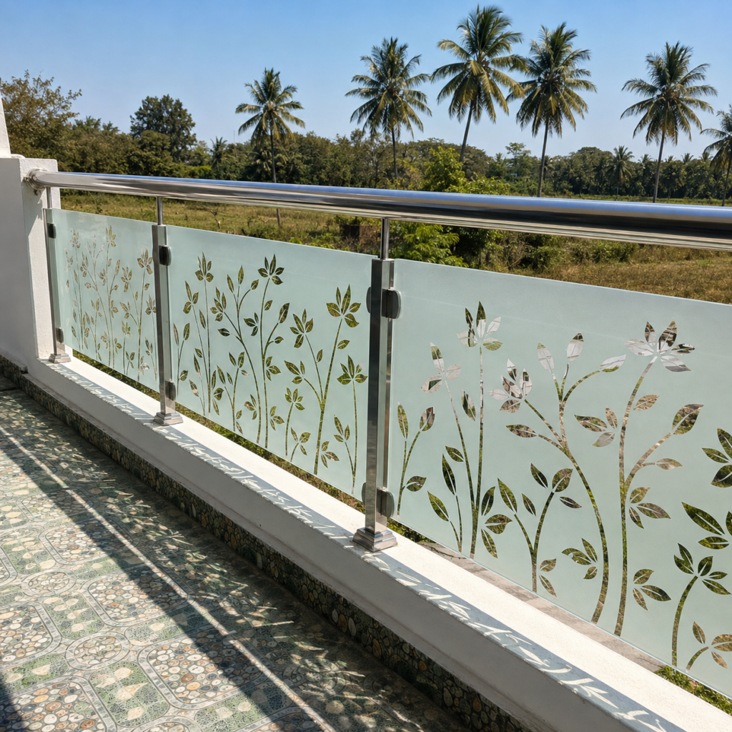 Stainless steel glass balcony railing