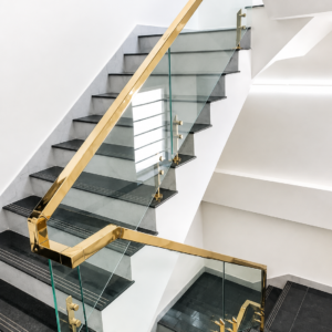 Stainless steel PVD gold coating railing by Aryan Steel Art