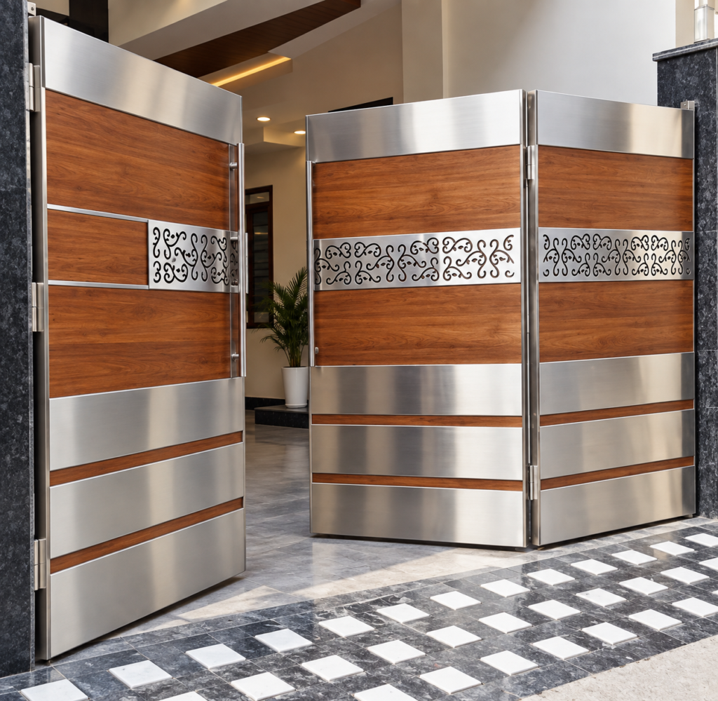 Stainless steel folding gate design for home entrance