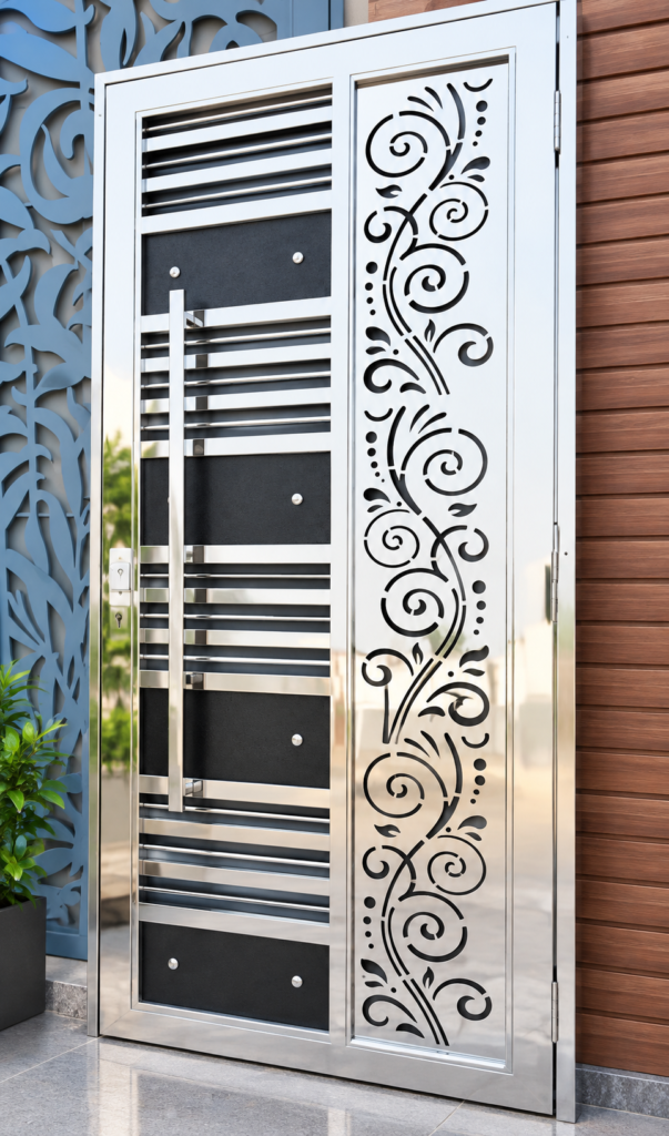 Modern steel single door design for home