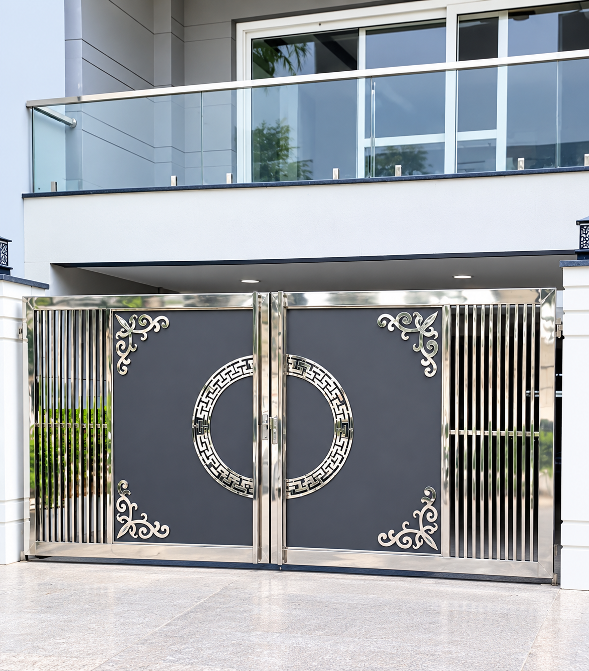Stainless steel double door gate design