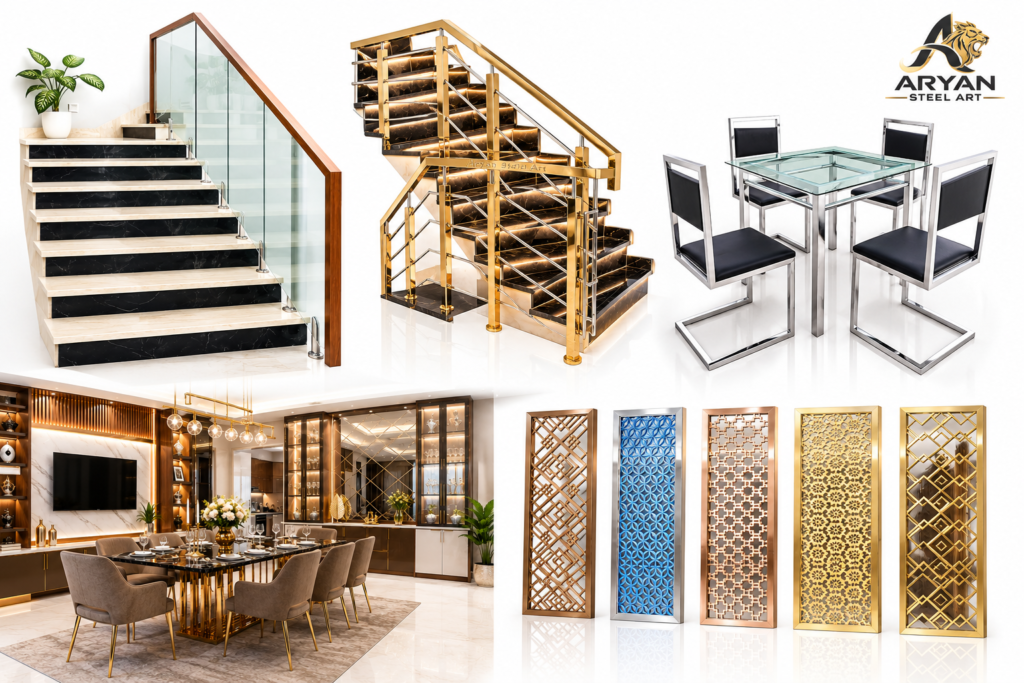 Stainless steel gates, railings, grills, uPVC windows and doors by Aryan Steel Art